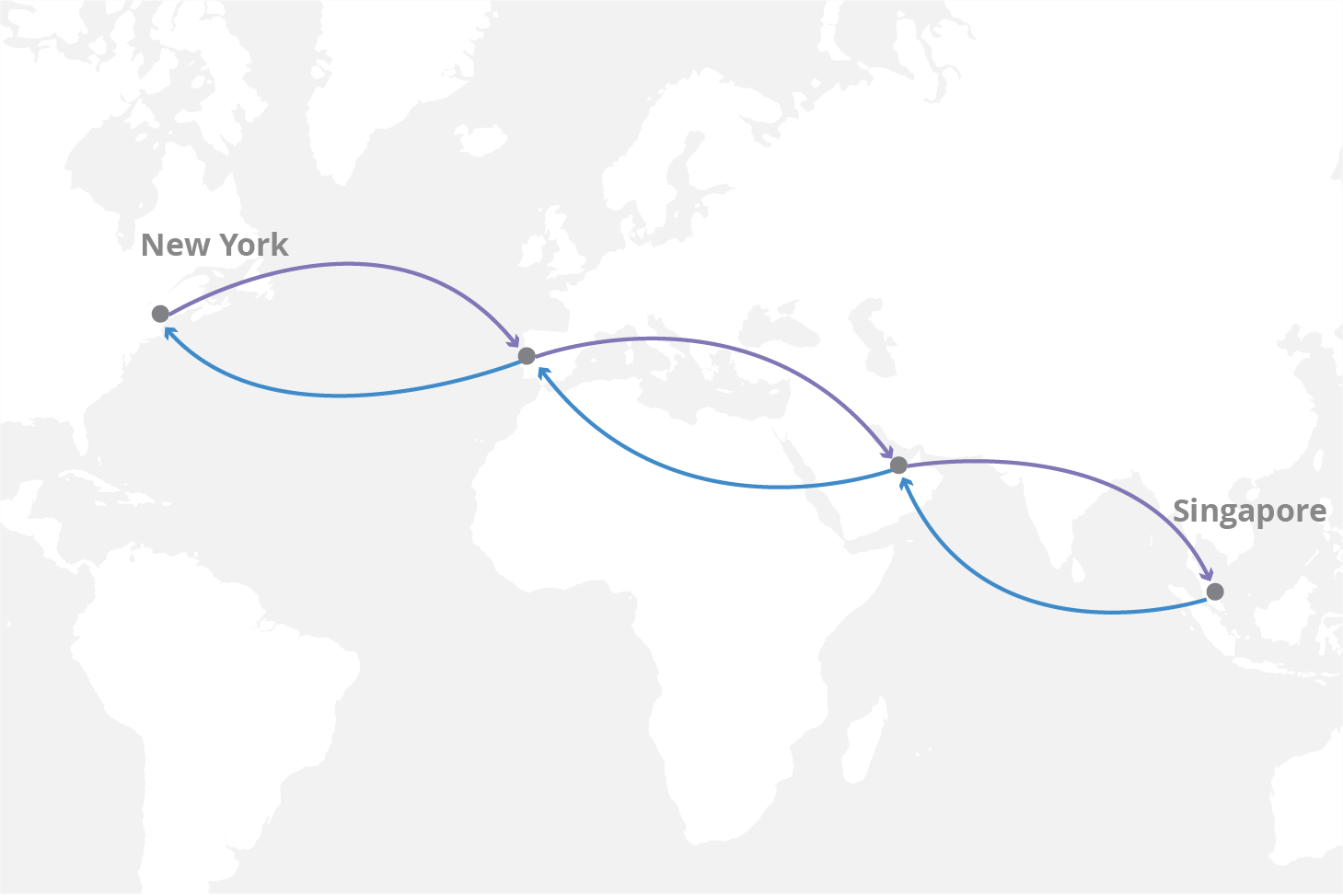 Mapa de tiempo de ida y vuelta